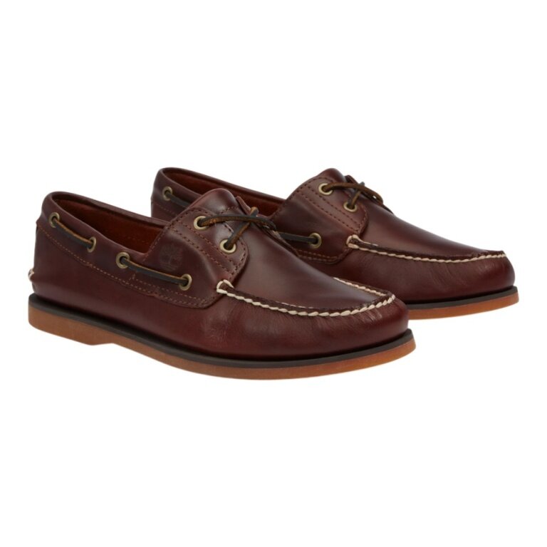 Timberland Classic 2-Eye Boat Shoes (Premium Leather) dark brown men's