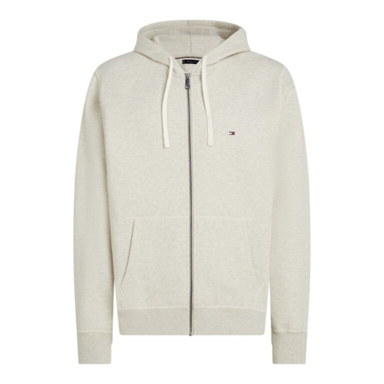 Tommy Hilfiger Full Zip Fleece Hoodie (Cotton Blend) Oat Milk White Men's