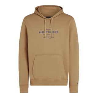 Tommy Hilfiger Hooded Sweatshirt Oval Graphic Hoodie (Cotton Blend) camel brown Men's