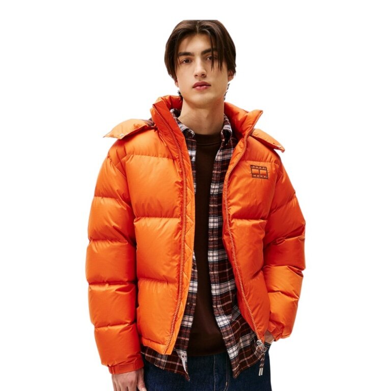 Tommy Jeans Winter Down Jacket Alaska Down Puffer EXT (warm, with hood) orange men's