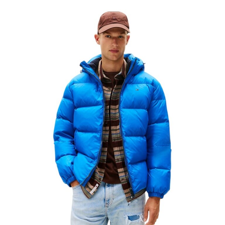 Tommy Jeans Winter Down Jacket Essential Down Jacket EXT with Hood (warm, water-repellent) indigo blue Men's