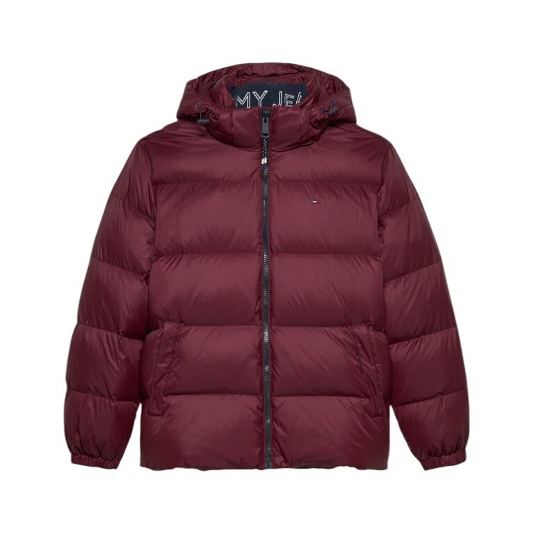 Tommy Jeans Winter Down Jacket Essential Down Jacket EXT with Hood (warm, water-repellent) burgundy Men's