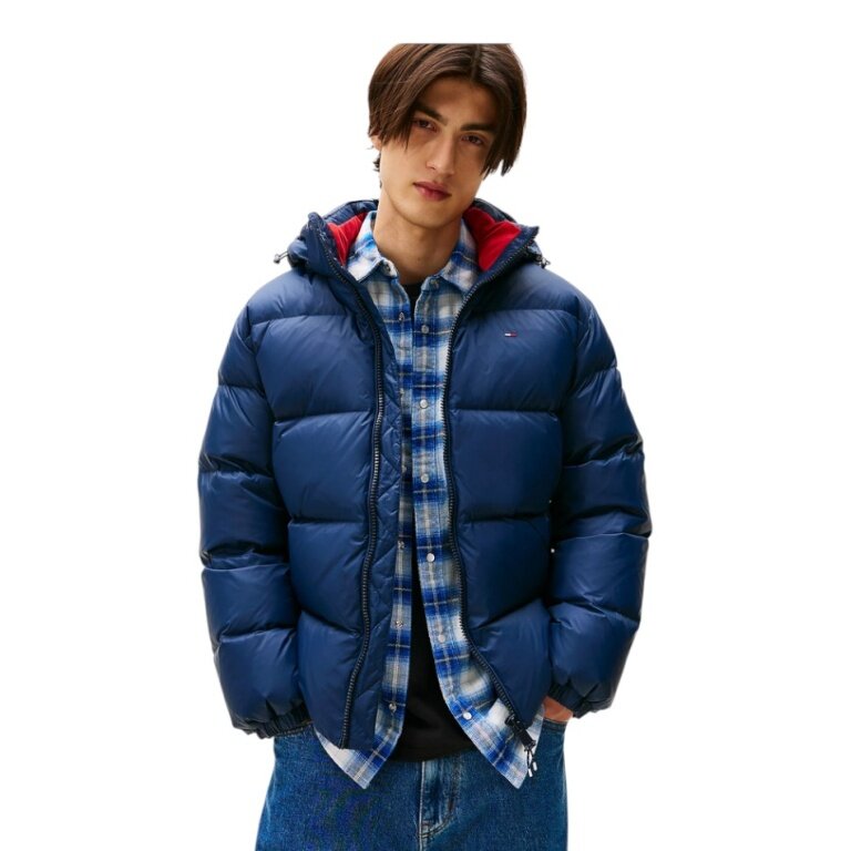 Tommy Jeans Winter Down Jacket Essential Down Jacket EXT with Hood (warm, water-repellent) dark blue Men's