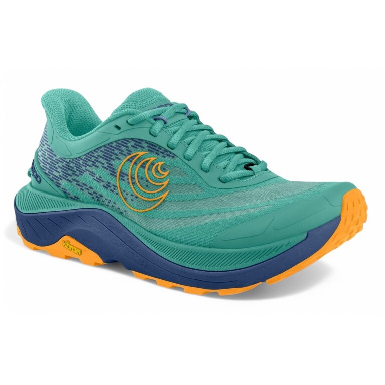 Topo Trail Running Shoes Ultraventure 4 (Stability, Long Distance, Wider Toe Box) Aqua Blue/Orange Men's