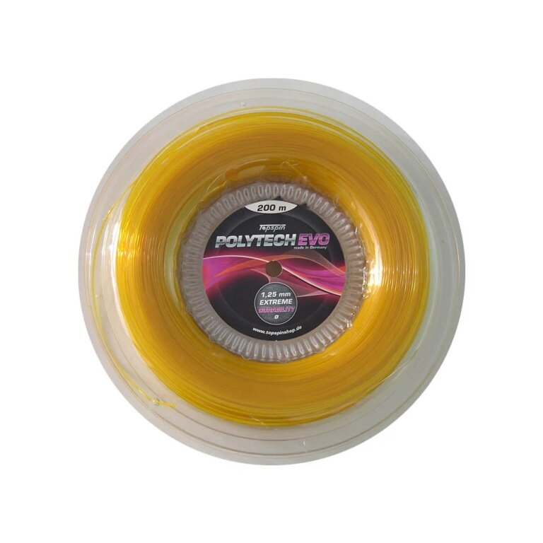 Topspin Tennis String Poly Tech Evo (Durability + Playing Comfort) Honey Gold 200m Reel