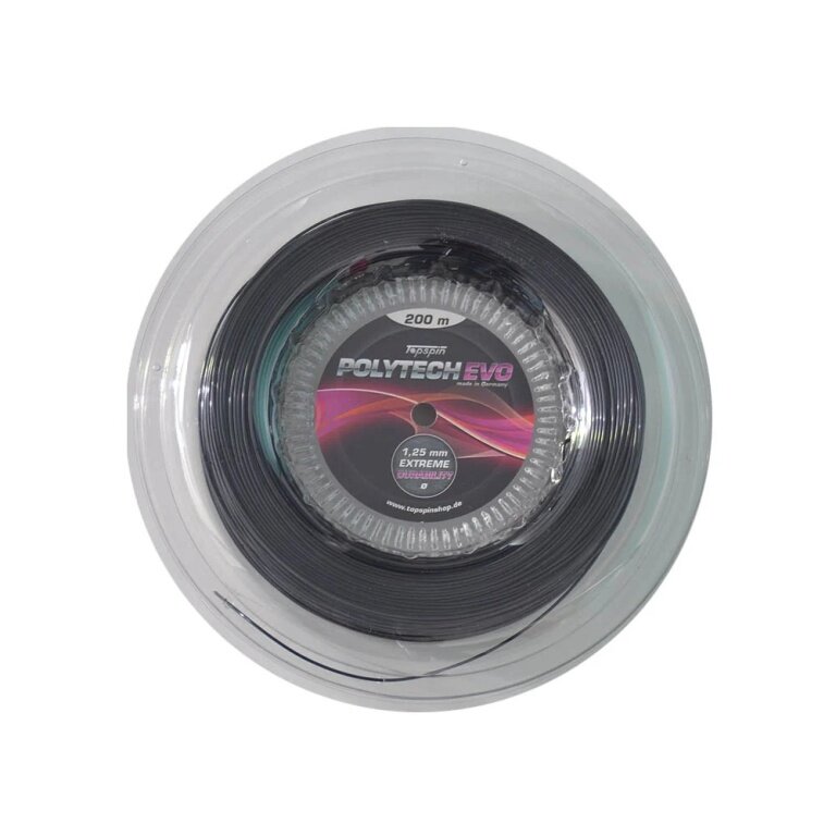 Topspin Tennis String Poly Tech Evo (Durability + Playing Comfort) black 200m reel