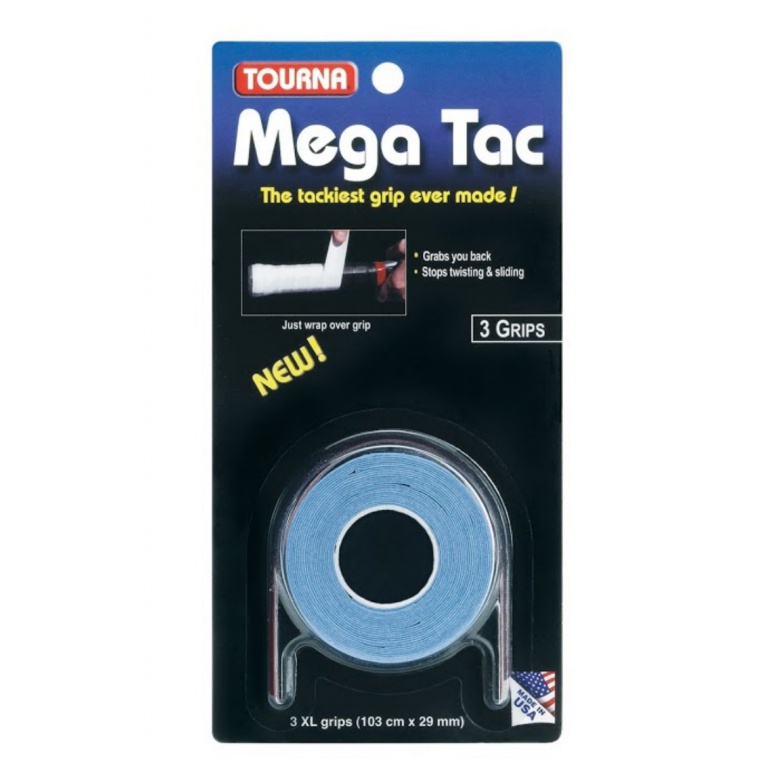 Tourna Overgrip Mega Tac (extreme grip, durable, wide) blue 3-pack