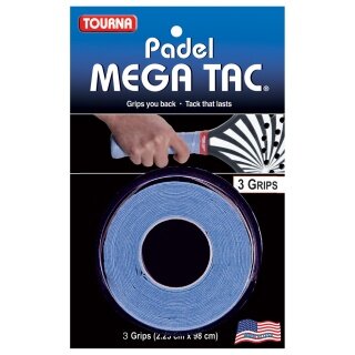 Tourna Overgrip Padel Mega Tac (extreme grip, durable, wide) blue pack of 3