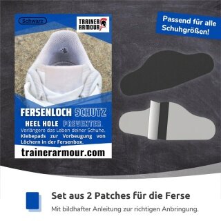 Trainer Armour Heel Hole Preventer Adhesive Patches for the Heel Black