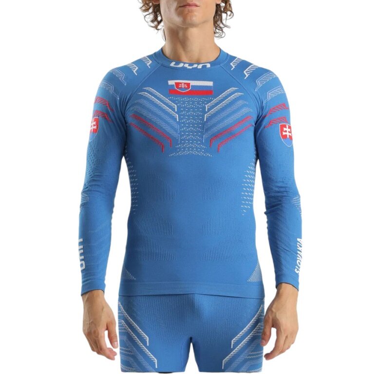 UYN Functional Long Sleeve Shirt Natyon 3.0 Slovakia Turtle Neck Tight-fitting Underwear Blue Men's