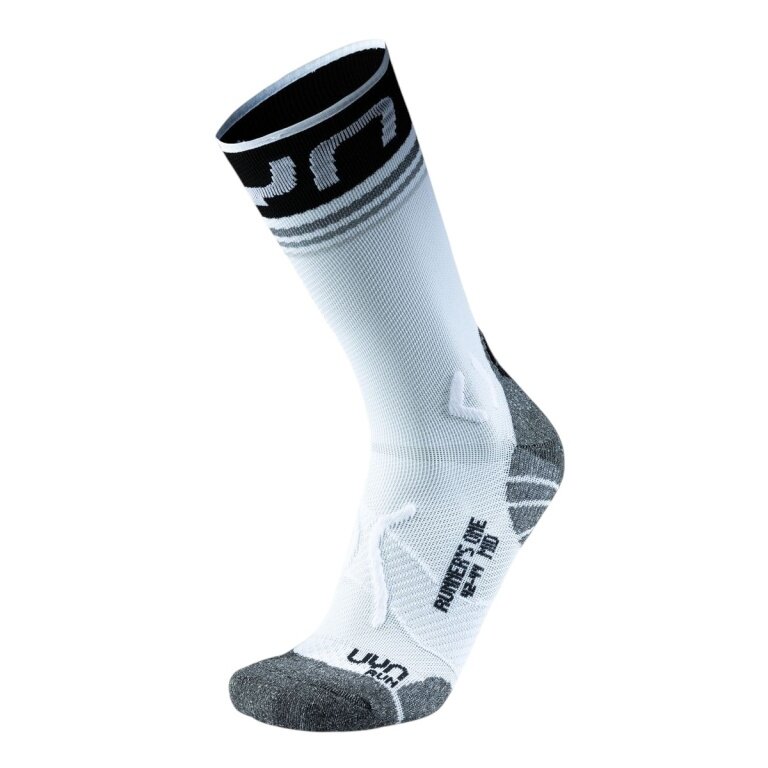 UYN Running Sock Runner's One Mid (maximum cushioning) white/black - 1 pair