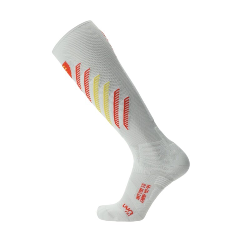 UYN Ski Sock Natyon 3.0 China (Knee Socks) white/red/yellow - 1 Pair