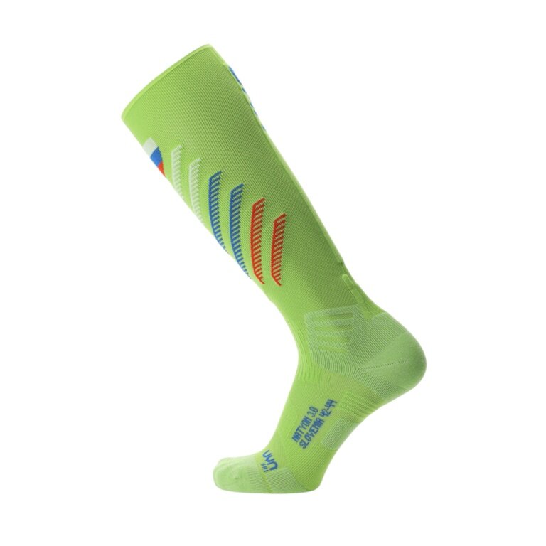 UYN Ski Sock Natyon 3.0 Slovenia (Knee Socks) green/white/blue/red - 1 Pair