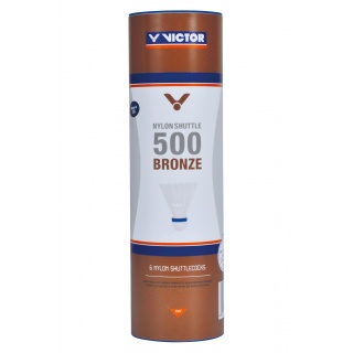 Victor Badminton Balls Shuttle 500 Nylon Can White 6-Pack