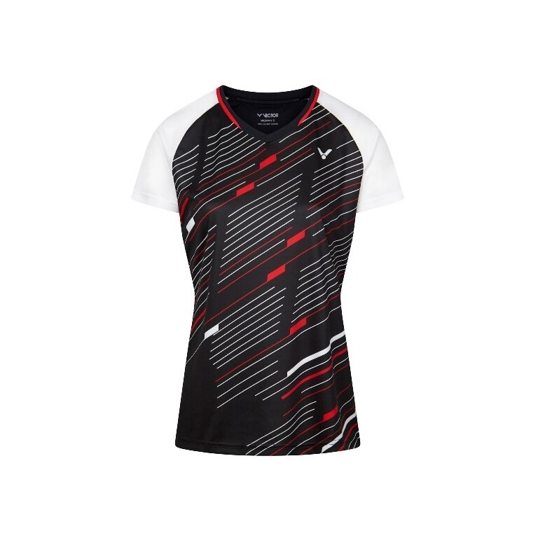 Victor Sport-Shirt T-44101 C (V-neck) black/white/red Women