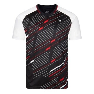 Victor Sport T-shirt T-43101 C (V-neck) black/white/red Boys