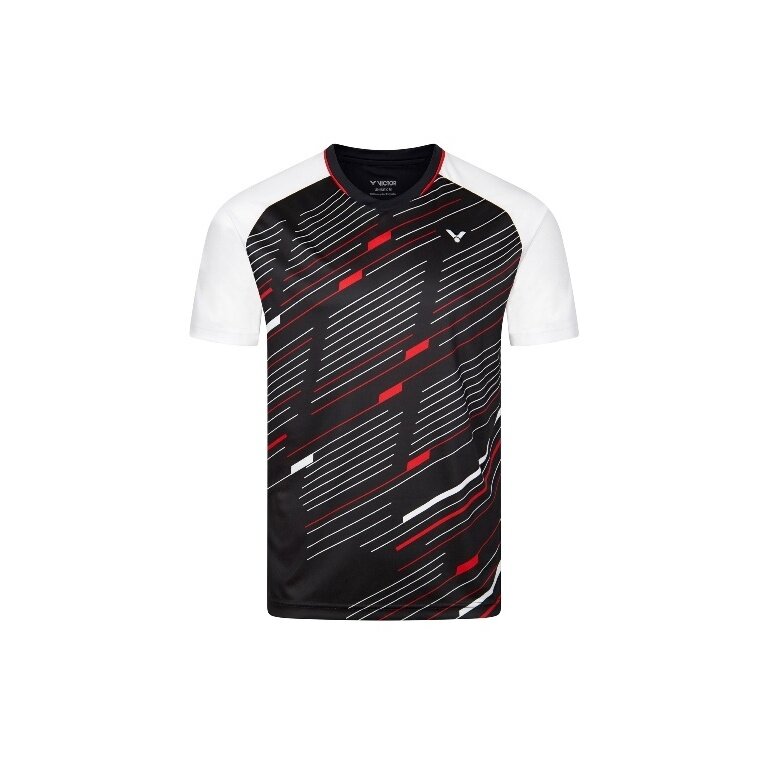 Victor Sport T-shirt T-43101 C (V-neck) black/white/red Men
