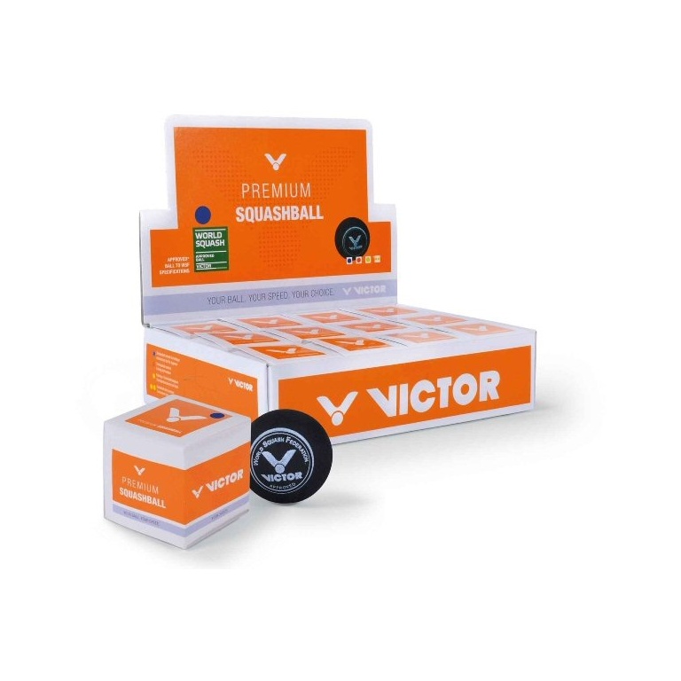 Victor Squashball (blue dot, Speed fast) black <b>- 12 balls in the box</b>