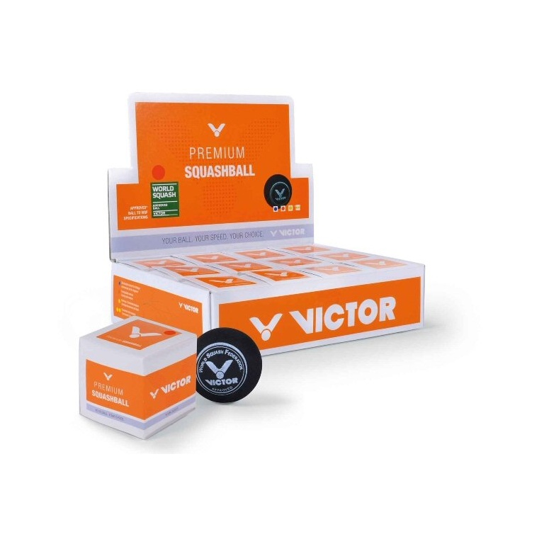 Victor Squashball (red dot, medium speed) black - 12 balls in the box