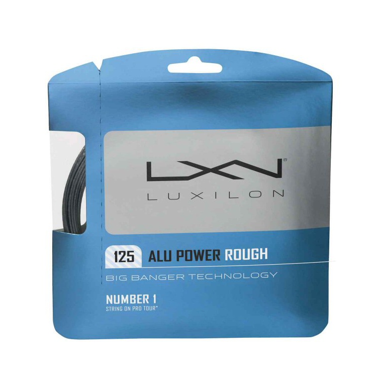 Luxilon Tennis String Alu Power Rough (Durability+Spin) silver 12m Set