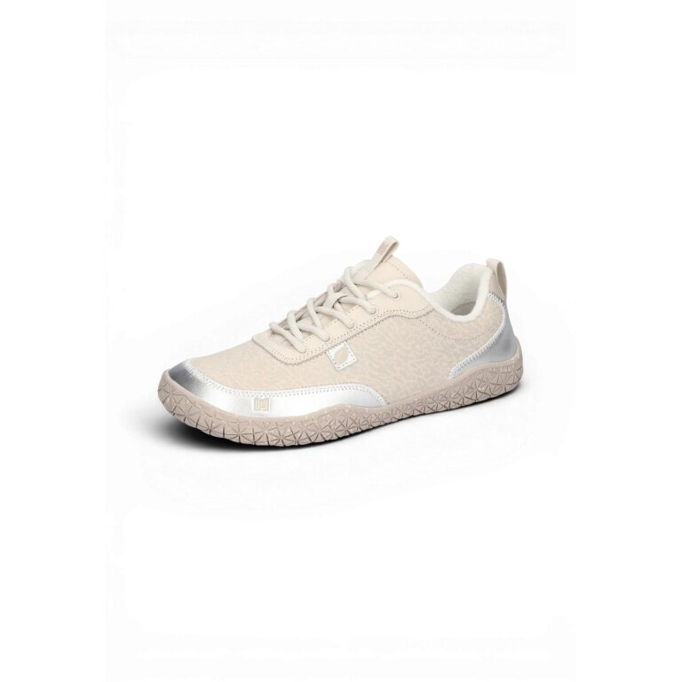 Waldläufer barefoot shoes H-Britt Sparkle Embo (anatomical toe box, flexible sole) beige ladies