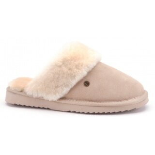 Warmbat slippers Flurry suede with merino sheepskin light brown ladies