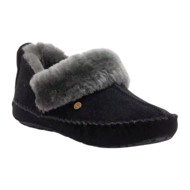 Warmbat Slippers Barrine Suede (Suede, Merino Wool) black Ladies