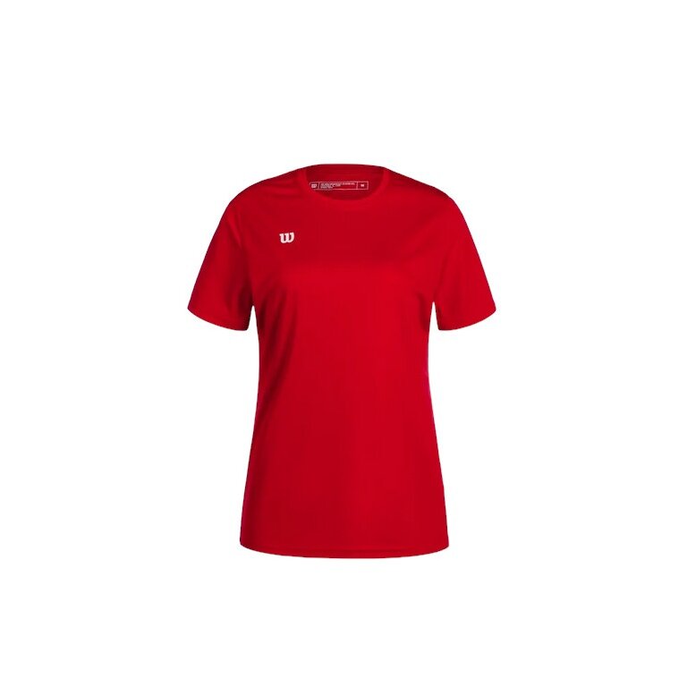 Wilson Sports Shirt Fundamentals Shooting (100% Polyester) Short Sleeve Red Ladies