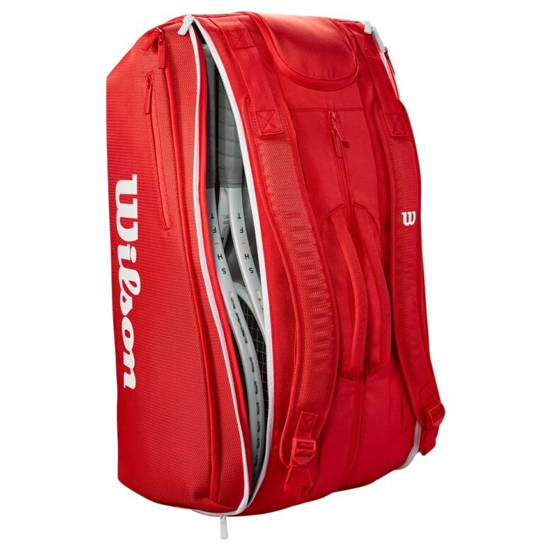Wilson Tennis Racket Bag Super Tour 2025 (Racket Bag, 3 Main Compartments) Red 15 Racket