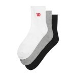 Wilson Tennis Socks Quarter Logo White/Grey/Black Men's - 3 Pairs