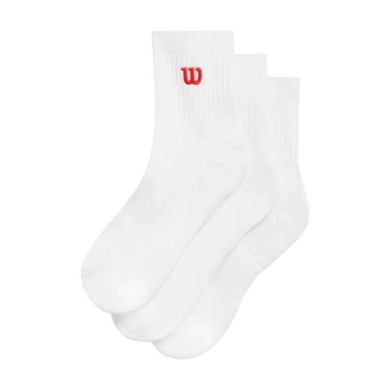 Wilson Tennis Socks Quarter Logo White Men's - 3 Pairs