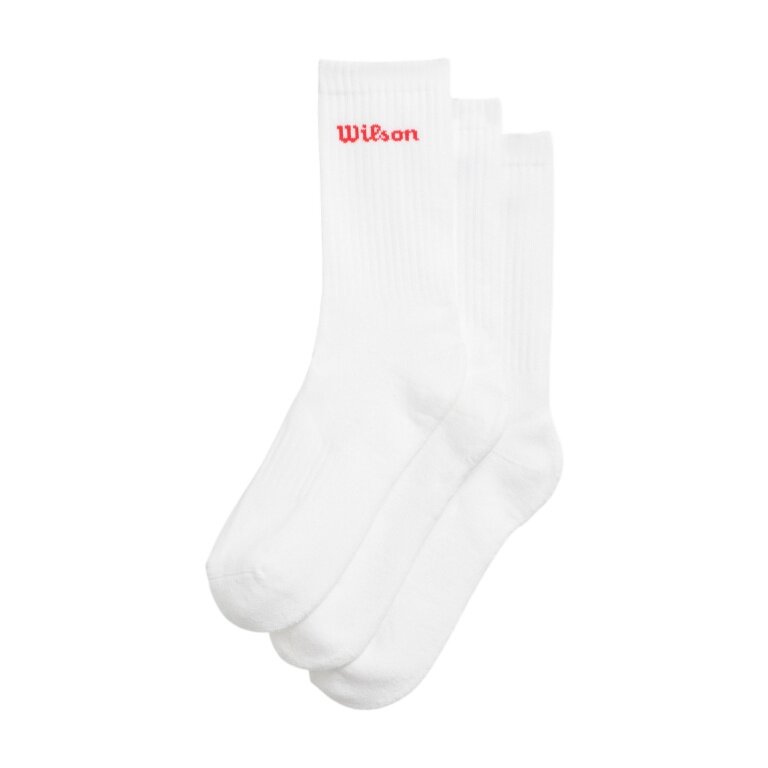 Wilson Tennis Socks Crew Logo White Men's - 3 Pairs