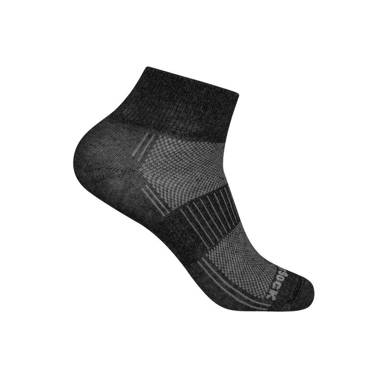 Wrightsock Sports Socks Quarter Coolmesh II (thin, breathable, comfortable) black/grey - 1 pair