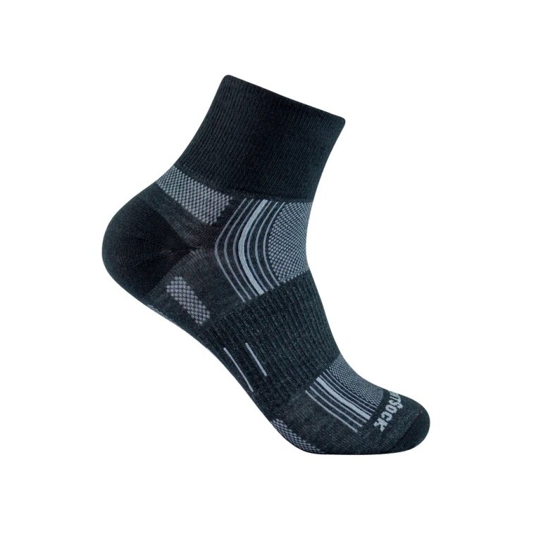 Wrightsock Sportsock Quarter Stride (ankle-high, medium thickness, anti-blister sock) black - 1 pair