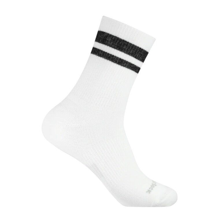 Wrightsock Tennis Sock Crew Stride (calf-high, medium thickness, anti-blister sock) white/black - 1 pair