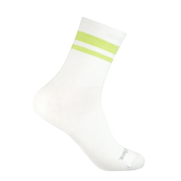 Wrightsock Tennis Sock Crew Stride (calf-high, medium thickness, anti-blister sock) white/light green - 1 pair