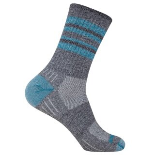 Wrightsock Wander Sock Crew Escape (extra terry cushioning, medium thickness) grey/turquoise - 1 pair