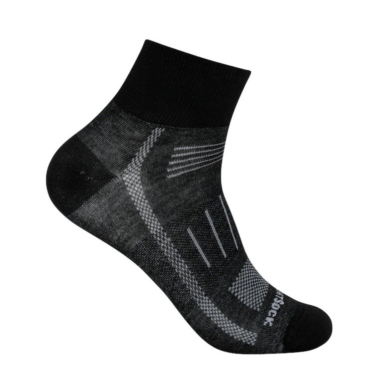 Wrightsock Sports Socks Quarter Endurance (ankle-high, anti-blister sock) black/grey - 1 pair
