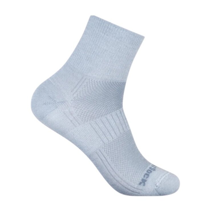 Wrightsock Sports Socks Quarter Plus Coolmesh II (thin, breathable, comfortable) light grey - 1 pair