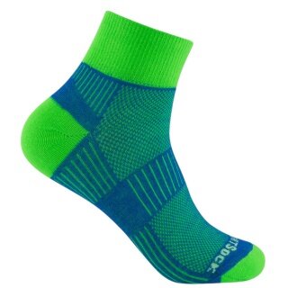 Wrightsock Sports Socks Quarter Coolmesh II (thin, breathable, comfortable) blue/green - 1 pair