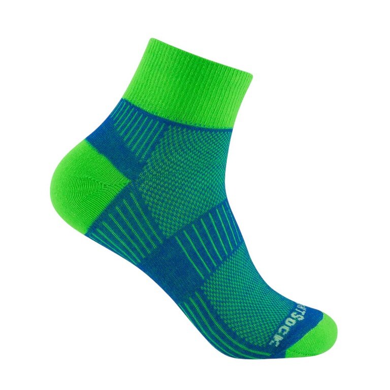 Wrightsock Sports Socks Quarter Coolmesh II (thin, breathable, comfortable) blue/green - 1 pair