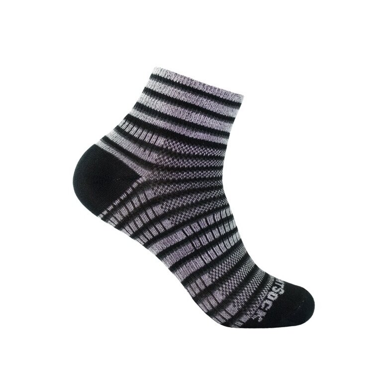 Wrightsock Sportsocks Quarter Coolmesh II (thin, breathable, comfortable) grey/black - 1 pair