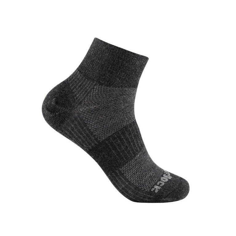 Wrightsock Walking Sock Quarter Merino Coolmesh II (thin, merino wool) grey/black - 1 pair