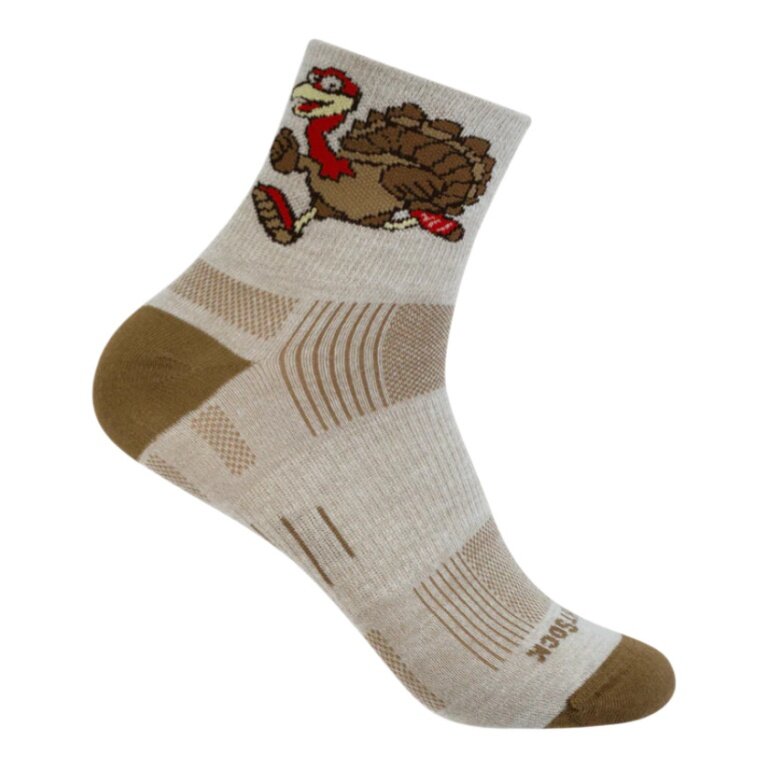 Wrightsock Sportsock Quarter Plus Stride Patterned Socks (ankle-high, medium thickness, anti-blister sock) turkey brown - 1 pair
