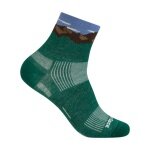 Wrightsock Sportsock Quarter Plus Stride Patterned Socks (ankle-high, medium thickness, anti-blister sock) green - 1 pair