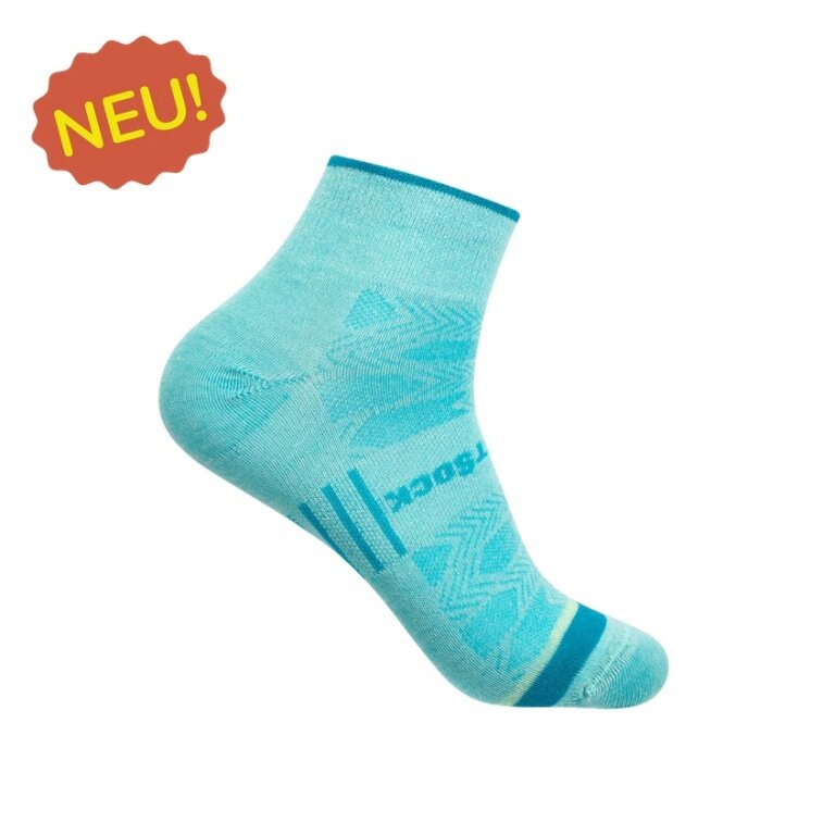 Wrightsock Sports Socks Quarter Coolmesh II (thin, breathable, comfortable) turquoise blue - 1 pair