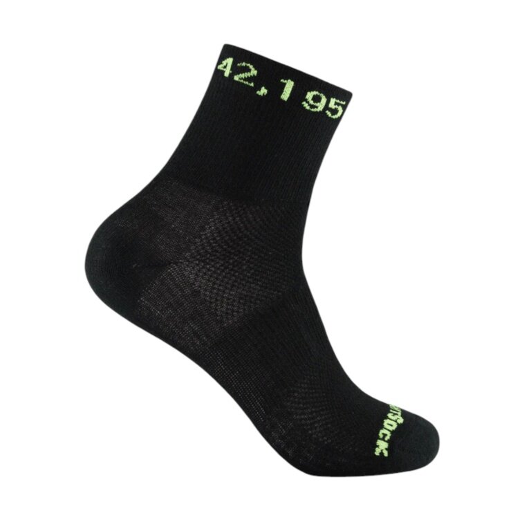 Wrightsock Sports Socks Quarter Plus Coolmesh II Patterned Socks (breathable, comfortable) black/lime green - 1 pair