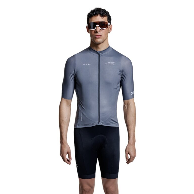 X-Bionic Bicycle Shirt Corefusion Ride Jersey (Front Zip, 3 Back Pockets, Breathable) grey Men's