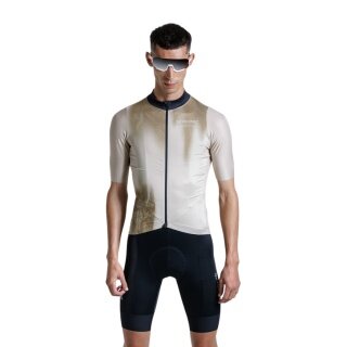 X-Bionic Bicycle Shirt Corefusion Ride Jersey (Front Zip, 3 Back Pockets, Breathable) gold/beige Men's