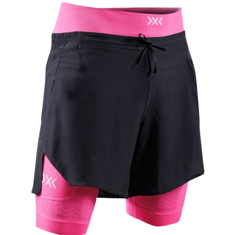 X-Bionic Effektor 2in1 Short Running Trousers (attached inner shorts) short black/neon pink men's